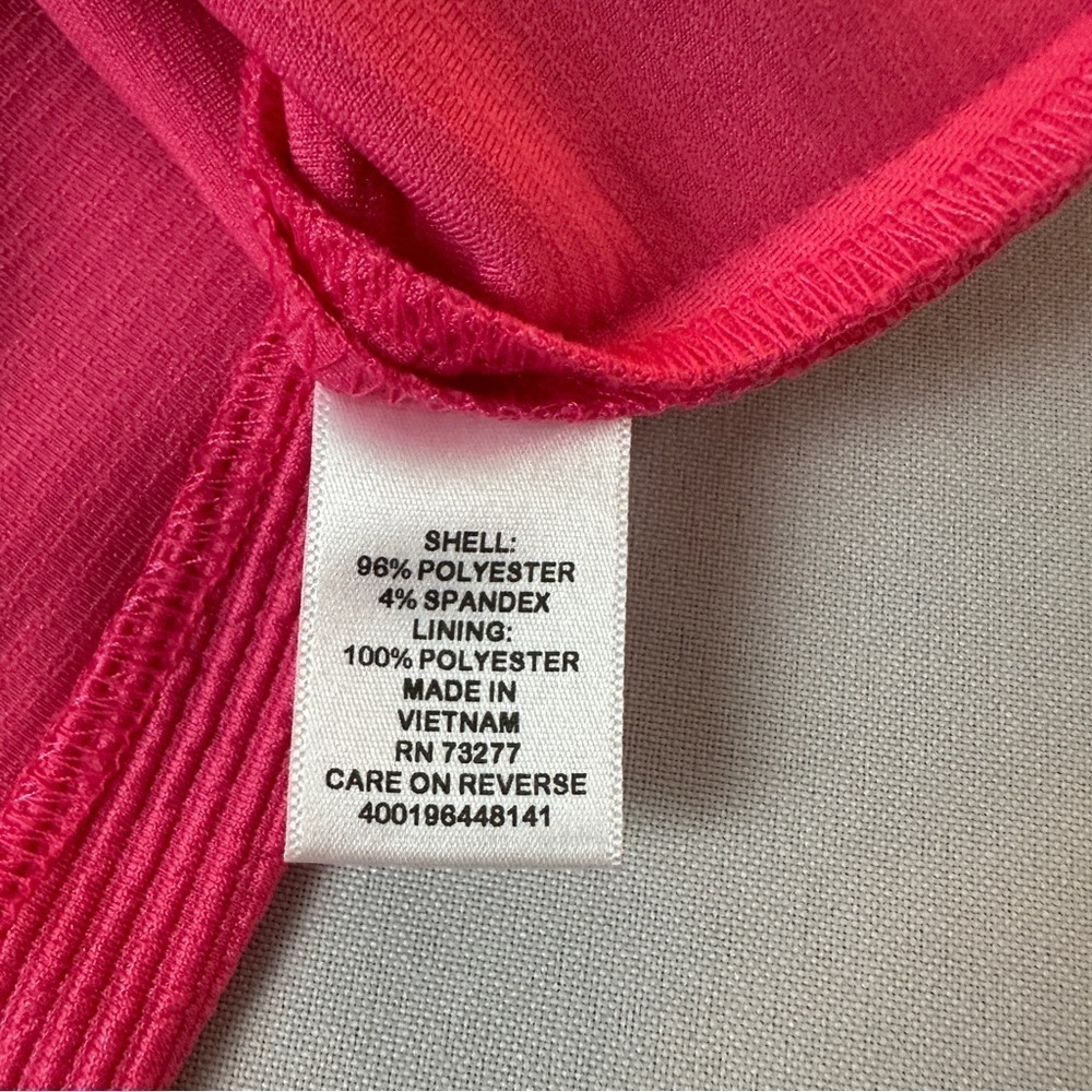 Elle hot Pink Sleeveless V-Neck A-Line Cocktail Dress scalloped size 6 vacay - Picture 10 of 10